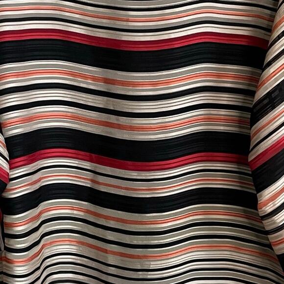 Vince Camuto Top Blouse Striped Long Sleeves Sz 1X Lined Orange Black Beige - Picture 2 of 11